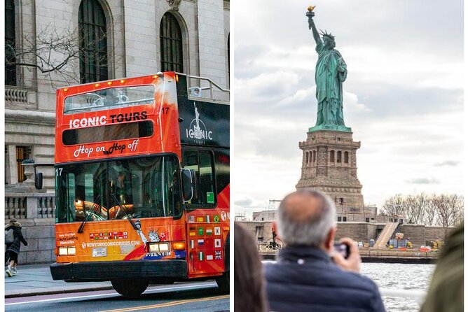 Express Sightseeing Bus Tour with Statue of Liberty Cruise Combo - A quick route from Times Square to Lower Manhattan