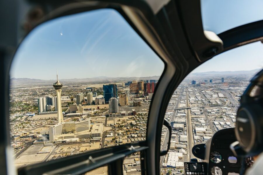From Las Vegas: Grand Canyon Helicopter Tour with Champagne - Las Vegas from above, especially at sunset