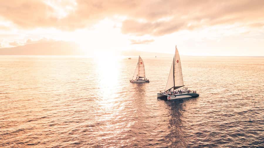 From Ma'alaea: 'Alihilani Sunset Sail Catamaran Tour - Sunset views from the forward trampolines