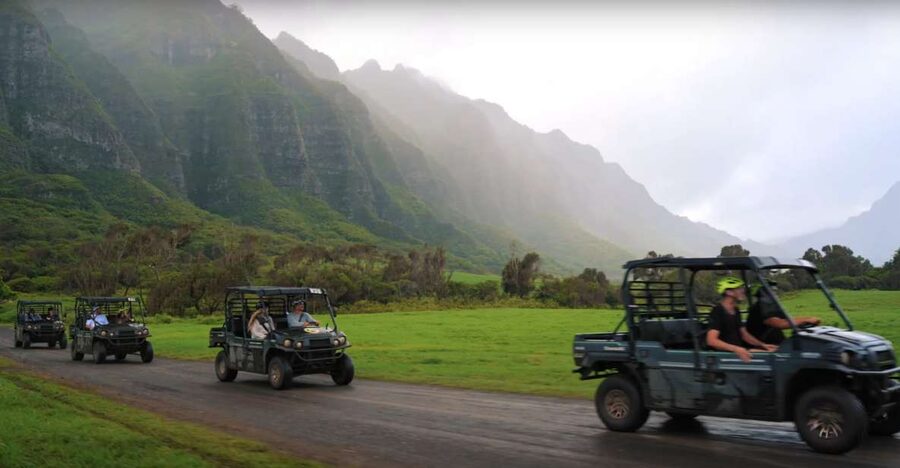 Kaneohe: Kualoa Ranch Guided UTV Tour - Movie country beyond the Jurassic Park sign