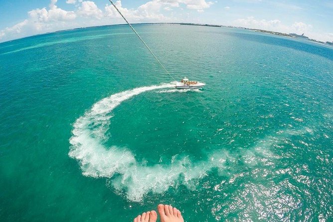 Key West Parasailing Adventure above Emerald Blue Waters - What you see from the air