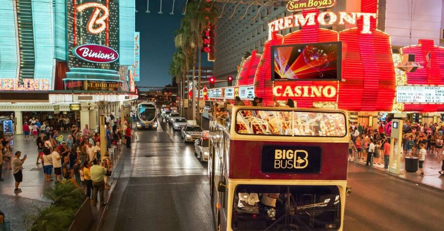 Las Vegas: Sightseeing Night Tour by Open-top Bus - The Strip at night, from MGM Grand to Bellagio