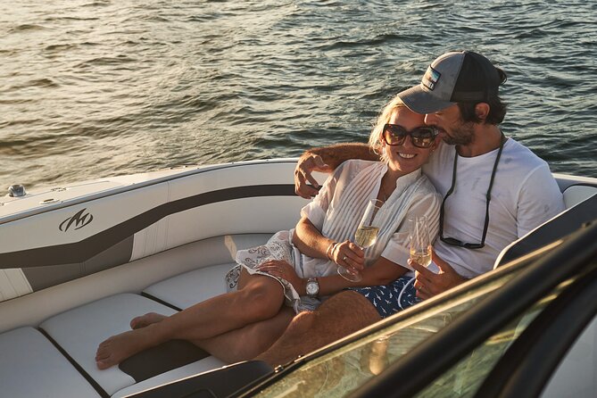Miami Boat Tour –Day and Night Cruises with Champagne - The Rickenbacker Causeway and Miami skyline