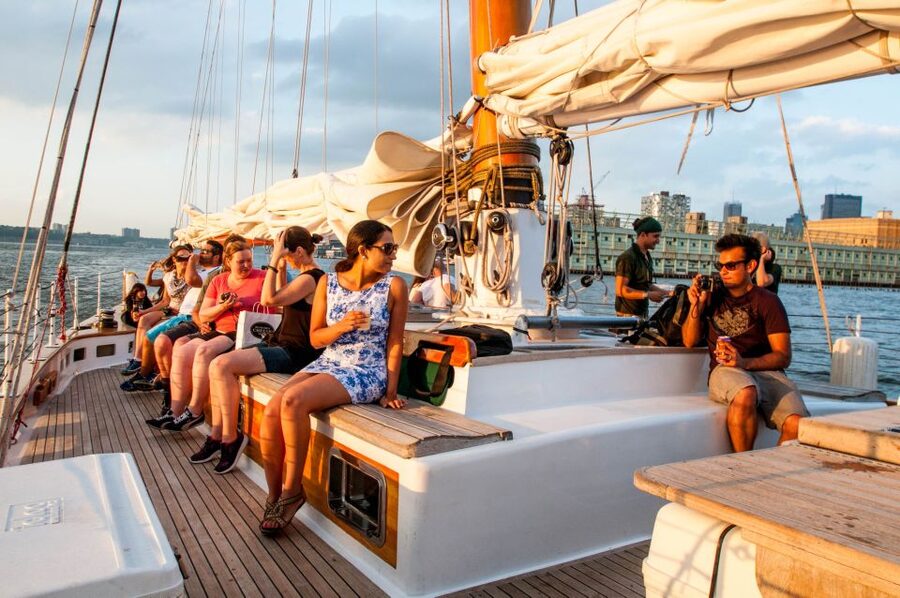 New York City: Sunset Sail Aboard a Schooner - Ellis Island and the Statue of Liberty at sunset