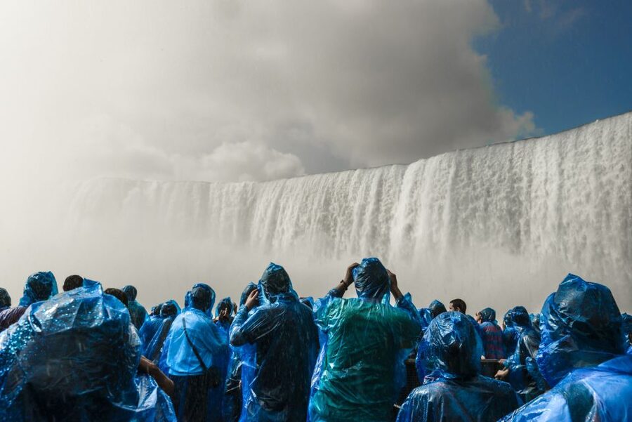 Niagara Falls, USA: Guided Tour with Maid of the Mist Cruise - The Crow’s Nest walkway and the approach to Horseshoe Falls