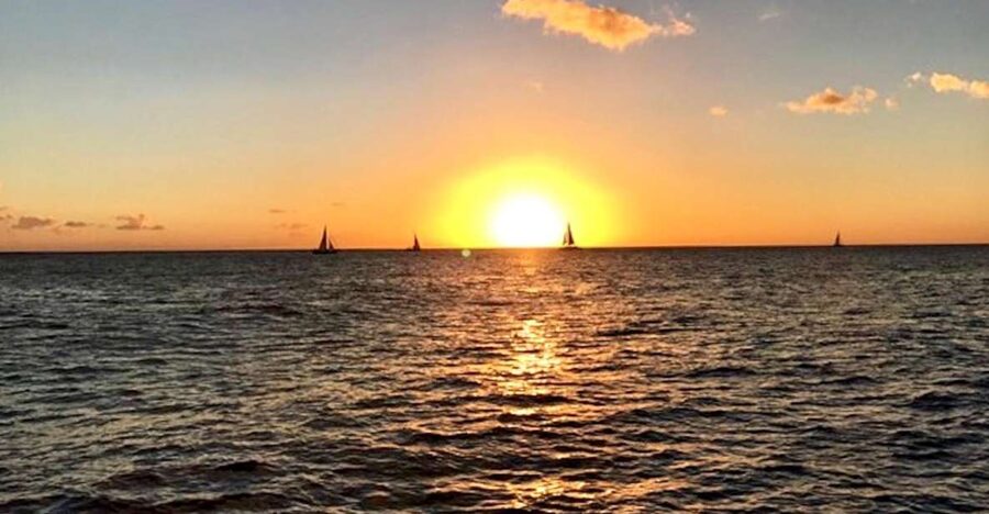 Oahu: Waikiki Glass Bottom Boat Sunset Cruise - Waikīkī from the sea, with stories instead of a sales pitch