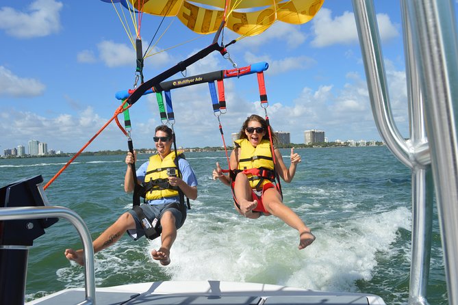 Parasailing with Miami Watersports - Taking off above Biscayne Bay
