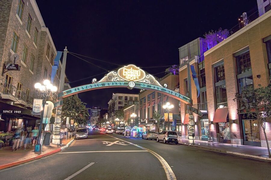 San Diego: City Lights Night Trolley Tour - The Gaslamp Quarter after dark