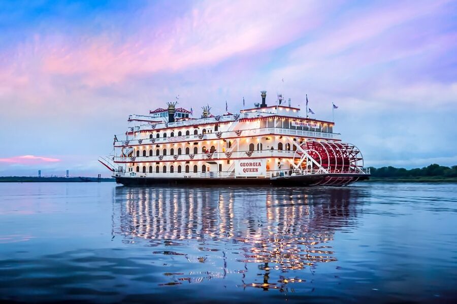 Savannah: Riverboat Sunset Cruise - Leaving River Street as the light softens