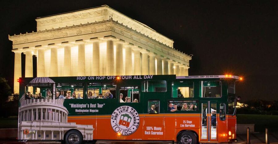 Washington DC: Monuments by Moonlight Nighttime Trolley Tour - First walking stop: Lincoln, Vietnam, and Korean War memorials