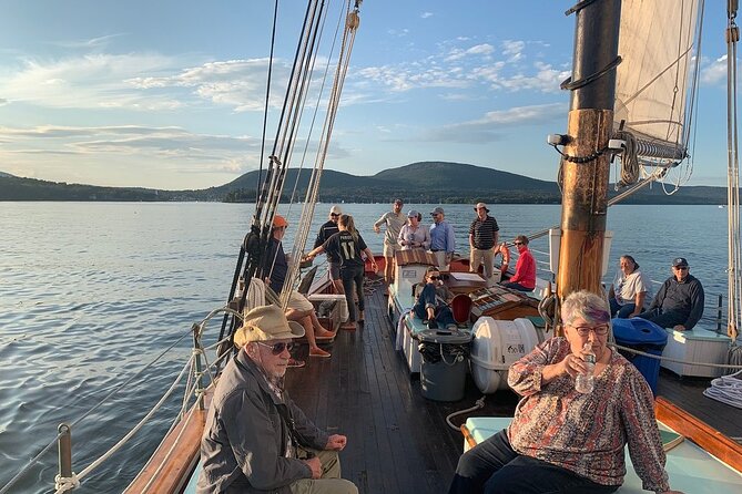 Windjammer Classic Sunset Sail from Camden, Maine - Raising the sails on Appledore II